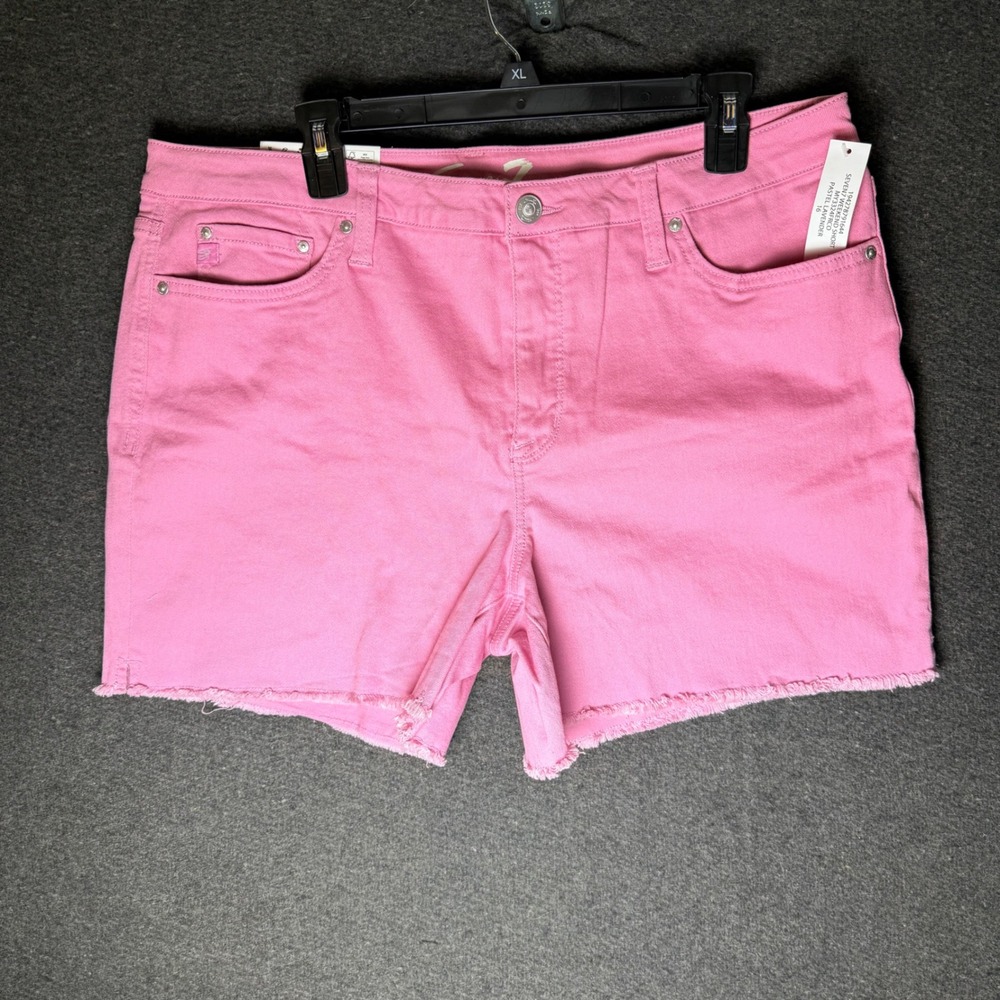 Womens 16 Pink‎ Shorts Pastel Fray Hem Denim Stretch Weekend Boho Barbie Spring